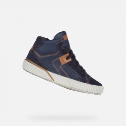 GEOX ΑΓΟΡΙ SNEAKER  J942CD 05422 C4220 - ΜΠΛΕ ΚΑΦΕ
